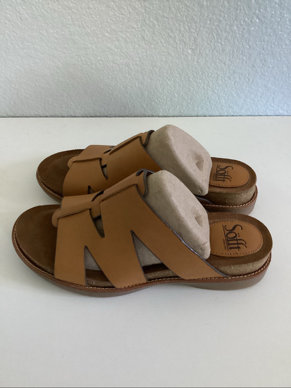 Söfft Balin Cognac Leather Slide Sandals NWT